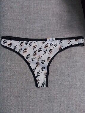 Auden Black-Trim White Floral Thong